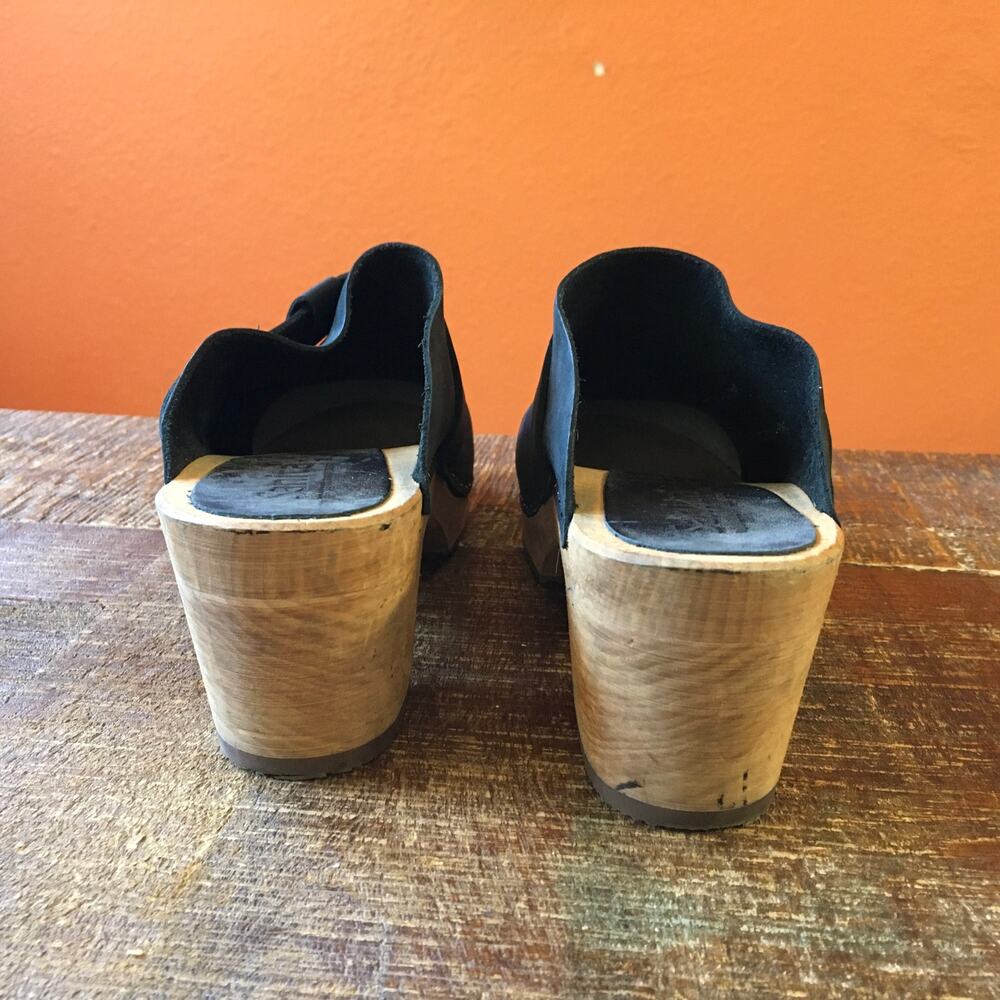 Sanita Manuella Clog Womens 39 8 Black Slip On Leather Wood Classic Comfort - Picture 4 of 12